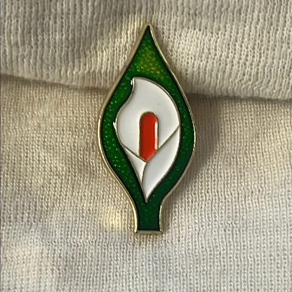 Green and White Enamel Pin - Picture 1 of 4